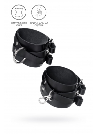 Черные кожаные оковы с двумя перекрёстными ремешками - Pecado - купить с доставкой в Новошахтинске
