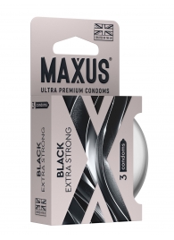 Черные утолщенные презервативы MAXUS Extra Strong с железным кейсом - 3 шт. - Maxus - купить с доставкой в Новошахтинске