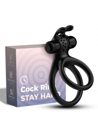 Черное эрекционное виброкольцо с подхватом мошонки Stay Hard - Boys of Toys - в Новошахтинске купить с доставкой