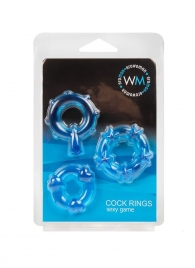 Набор из 3 синих эрекционных колец с различным рельефом - Erowoman-Eroman - в Новошахтинске купить с доставкой