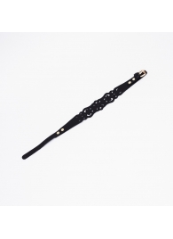 Черный ажурный чокер с золотистой фурнитурой - Crazy Handmade - купить с доставкой в Новошахтинске