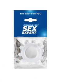 Прозрачное эрекционное кольцо со стимулирующими шариками - Sex Expert - в Новошахтинске купить с доставкой