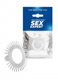 Эластичное эрекционное кольцо с шипиками и шариком - Sex Expert - в Новошахтинске купить с доставкой