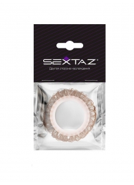 Эрекционное кольцо с бежевыми «ресничками» - Sextaz - в Новошахтинске купить с доставкой