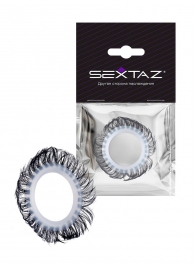 Эластичное эрекционное колечко с черными «ресничками» - Sextaz - в Новошахтинске купить с доставкой