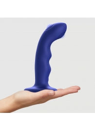 Синяя насадка-стимулятор Strap-On-Me Tapping Dildo Wave - Strap-on-me - купить с доставкой в Новошахтинске