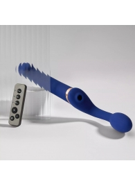 Синий безремневой страпон Multi Orgasm Bendable Strap-On size L с клиторальной стимуляцией - Strap-on-me - купить с доставкой в Новошахтинске