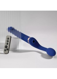 Синий безремневой страпон Multi Orgasm Bendable Strap-On size XL с клиторальной стимуляцией - Strap-on-me - купить с доставкой в Новошахтинске