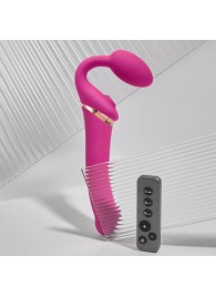 Ярко-розовый безремневой страпон Multi Orgasm Bendable Strap-On size XL с клиторальной стимуляцией - Strap-on-me - купить с доставкой в Новошахтинске