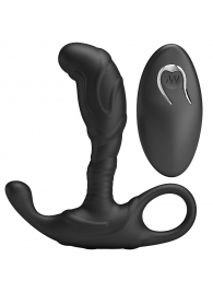 Черный изогнутый массажёр простаты с вибрацией и пультом ДУ - Baile - в Новошахтинске купить с доставкой