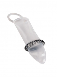 Закрытая насадка на пенис с подхватом мошонки и стимулирующими «ресничками» - Sextaz - в Новошахтинске купить с доставкой