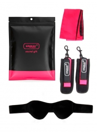 Черно-розовый эротический набор: маска, наручники и повязка - Erokay - купить с доставкой в Новошахтинске