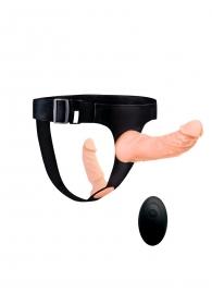 Женский страпон с 2 насадками, вибрацией и пультом ДУ - Erowoman-Eroman - купить с доставкой в Новошахтинске