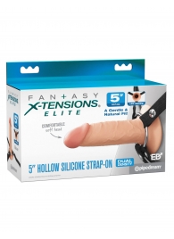 Телесный пустотелый фаллопротез 5’’ Hollow Silicone Strap-On - 14 см. - Pipedream - купить с доставкой в Новошахтинске