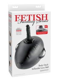 Черный надувной мяч с платформой для фиксации дилдо Body Dock Inflatable Love Ball - Pipedream - купить с доставкой в Новошахтинске