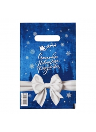 Сине-белый подарочный новогодний пакет с вырубной ручкой (20х30 см) - Сима-Ленд - купить с доставкой в Новошахтинске