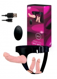 Женский страпон с 3 насадками и вибрацией - Erowoman-Eroman - купить с доставкой в Новошахтинске