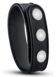 Черное эрекционное кольцо на кнопках - Blush Novelties - в Новошахтинске купить с доставкой