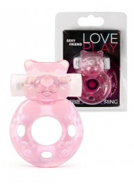 Розовое эрекционное виброкольцо в форме мишки - 1137 - в Новошахтинске купить с доставкой