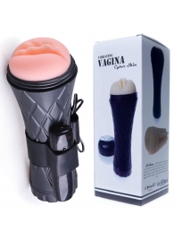 Телесный мастурбатор-вагина в черной колбе с вибрацией - Boys of Toys - в Новошахтинске купить с доставкой