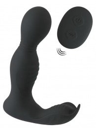 Черная анальная пробка с вибрацией, вращением и пультом ДУ RC Butt Plug with 2 Functions - Orion - в Новошахтинске купить с доставкой