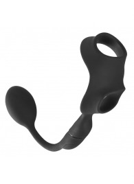 Черное виброкольцо с анальной пробкой Cock Ring with RC Butt Plug - Orion - в Новошахтинске купить с доставкой