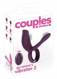 Фиолетовая насадка на член с клиторальным отростком и пультом ДУ RC Couple’s Vibrator 2 - Orion - в Новошахтинске купить с доставкой