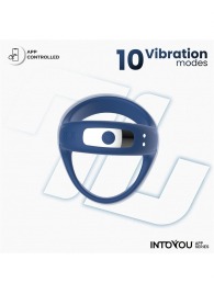 Синее интерактивное эрекционное виброкольцо Rank - Intoyou - в Новошахтинске купить с доставкой