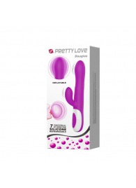 Лиловый вибратор Douglas с клиторальным отростком и функцией расширения - 24,9 см. - Baile