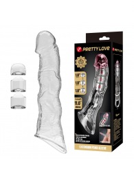 Прозрачный фаллоудлинитель с 3 вставками - 28 см. - Baile - в Новошахтинске купить с доставкой