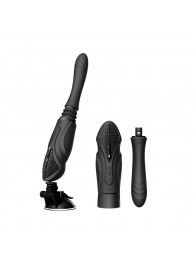 Черная секс-машина с функцией нагрева, насадками и присоской Sesh - Zalo - купить с доставкой в Новошахтинске