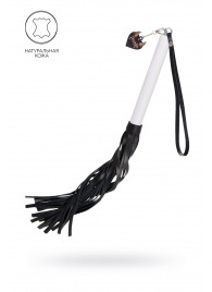 Плеть с белой рукоятью и чёрными хлыстами - 50 см. - Pecado - купить с доставкой в Новошахтинске