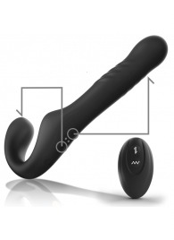 Черный безремневой страпон с вибрацией и возвратно-поступательными движениями - 24 см. - Ibiza - купить с доставкой в Новошахтинске