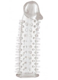 Прозрачная насадка на половой член с закрытой головкой и шипами - 12,5 см. - Toyfa Basic - в Новошахтинске купить с доставкой