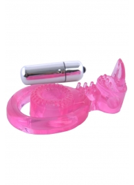 Розовая вибронасадка со стимулятор клитора   Язычок - Toyfa Basic - в Новошахтинске купить с доставкой