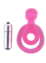 Розовая вибронасадка со стимулятор клитора   Язычок - Toyfa Basic - в Новошахтинске купить с доставкой