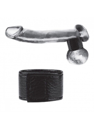 Чёрная утяжка на мошонку 1  Velcro Ball Stretcher - BlueLine - купить с доставкой в Новошахтинске