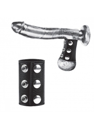 Чёрная утяжка на кнопках 100% PVC STRAP WITH METAL SNAP - BlueLine - купить с доставкой в Новошахтинске