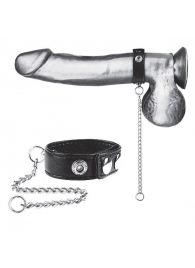 Утяжка на пенис с поводком Snap Cock Ring With 12  Leash - BlueLine - купить с доставкой в Новошахтинске