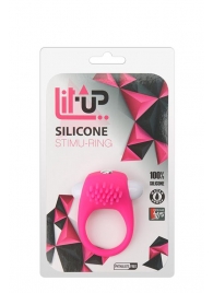 Розовое эрекционное кольцо с щеточкой LIT-UP SILICONE STIMU RING 5 - Dream Toys - в Новошахтинске купить с доставкой