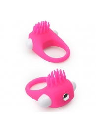 Розовое эрекционное кольцо с щеточкой LIT-UP SILICONE STIMU RING 5 - Dream Toys - в Новошахтинске купить с доставкой