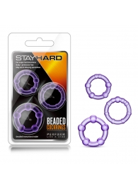 Набор из 3 фиолетовых эрекционных колец Stay Hard Beaded Cockrings - Blush Novelties - в Новошахтинске купить с доставкой