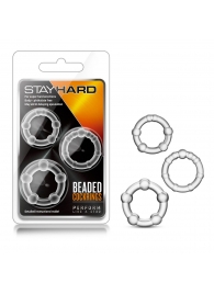 Набор из 3 прозрачных эрекционных колец Stay Hard Beaded Cockrings - Blush Novelties - в Новошахтинске купить с доставкой