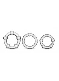 Набор из 3 прозрачных эрекционных колец Stay Hard Beaded Cockrings - Blush Novelties - в Новошахтинске купить с доставкой