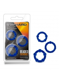 Набор из 3 синих эрекционных колец Stay Hard Beaded Cockrings - Blush Novelties - в Новошахтинске купить с доставкой