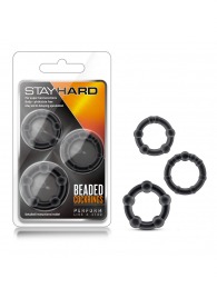 Набор из 3 чёрных эрекционных колец Stay Hard Beaded Cockrings - Blush Novelties - в Новошахтинске купить с доставкой