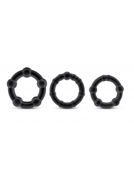 Набор из 3 чёрных эрекционных колец Stay Hard Beaded Cockrings - Blush Novelties - в Новошахтинске купить с доставкой