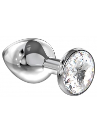 Большая серебристая анальная пробка Diamond Clear Sparkle Large с прозрачным кристаллом - 8 см. - Lola Games - купить с доставкой в Новошахтинске