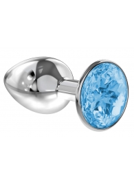 Малая серебристая анальная пробка Diamond Light blue Sparkle Small с голубым кристаллом - 7 см. - Lola Games - купить с доставкой в Новошахтинске