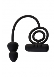 Чёрное эрекционное кольцо с вибропулькой и анальным хвостом - Erotist Adult Toys - в Новошахтинске купить с доставкой